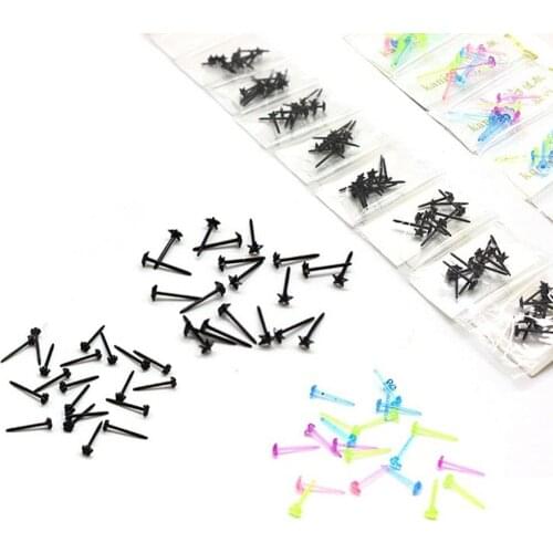30pcs/bag Anti-allergic Ear Sticks Plastic Stud Earrings Wholesale Matchheads Transparent Black Round Head Sticks Studs
