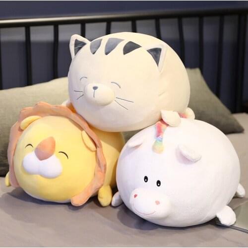 35cm Kawaii Plush Animals Unicorn Whale Shark Raccoon Pillow Toys Stuffed Soft Pig Cat Lion Cushion Kids Girls Gifts Room Decor