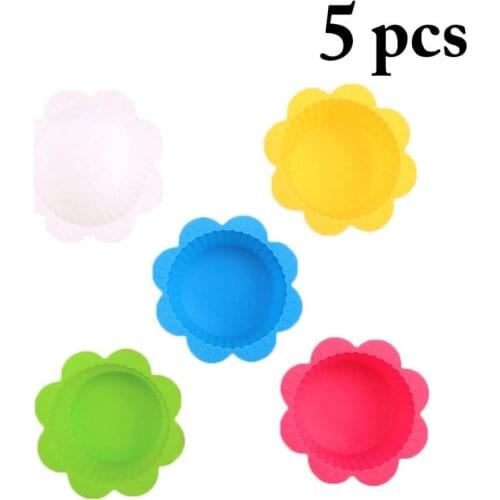 5 Pcs/Set Flower Shaped Cake Mold Silicone Mini Egg Tart Muffin Baking Mold Nonstick Dessert Pastry Cooking Mould Cake Tools