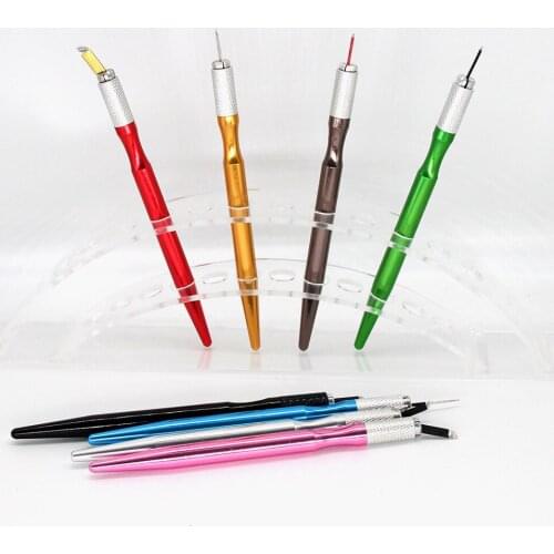 50Pcs Single ended Microblading Handle with Individually Packaging for Eyebrow Lip Eyeliner Makeup Manual Pen