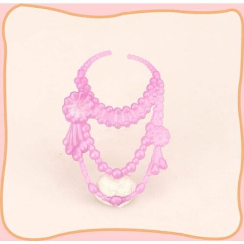 Doll Accessories Mini 6 Pcs/set Doll Fashion Crystal Girls House Plastic For Kids Play Necklace Multiple Types Gifts Toy Q3K8