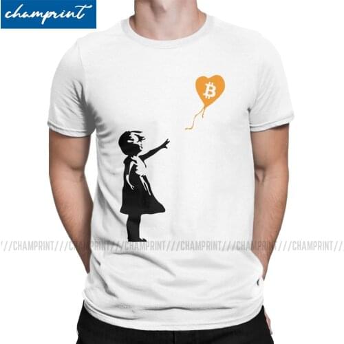 Bitcoin Balloon Guys Banksy Loves Bitcoin Series Men T Shirts Crypto Ethereum T-Shirt Btc Blockchain Tee Dogecoin Shirt Clothes