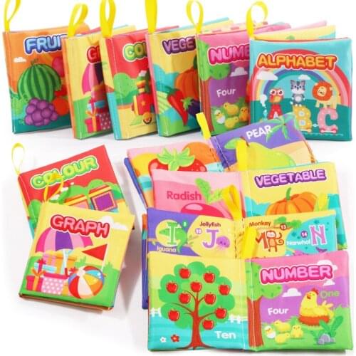 Baby Puzzle 3D Palm Early Education English Cloth Book Traffic Fruit Vegetable Digital Shape Sound Paper Cloth Cartoon Toys