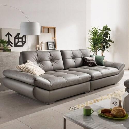 Genuine leather sofa sectional living room sofa corner home furniture couch 4-seater functional backrest modern style