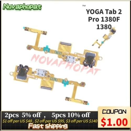 Novaphopat For Lenovo YOGA Tab 2 Pro 1380F 1380 Micro Charging Port Connector USB Dock Charger Connect Headphone Jack Flex Cable