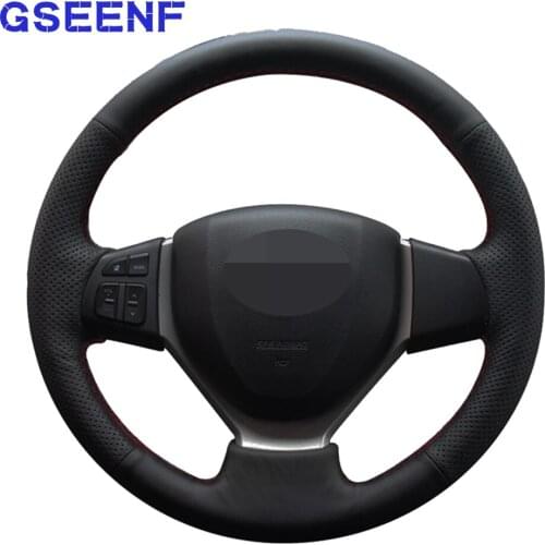 Car Steering Wheel Cover For Suzuki CELERIO S-CROSS SX4 2013-2014 Suzuki Vitara 2015 Black Hand-stitched Artificial Leather