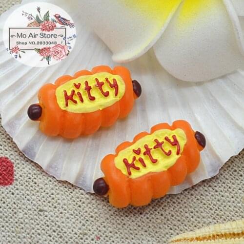 Kitty bread 10PCS 14x24mm Resin Flatback Cabochon Miniature Food Art Supply Decoration Charm DIY craft