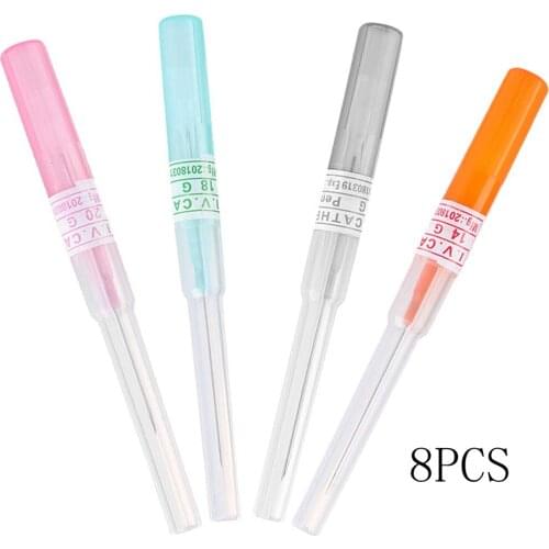 8PCS Body Piercing Needles Mixed Size 14G 16G 18G 20G IV Catheter Needles Hollow Needles for Belly Navel Nipple Piercing