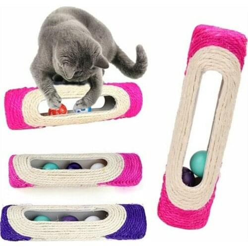 Cat Toy Kitten Kitty Toy Rolling Sisal Scratching Post Trapped Ball Interactive Training Cat Scratching Toys