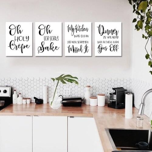 Black and White English Phrases Canvas Painting Nordic Minimalist Alphabet Posters Kitchen Restaurant Wall Art Decor Pictures