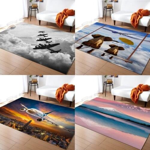Sky plane seaside scenery carpets for living room bedroom area rug large rug for living room anime floor mat waterproof carpet