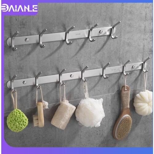 304 Stainless Steel Robe Hook Bathroom Hooks for Towels Key Bag Hat Clothes Rack Decorative Coat Hooks Wall Mounted Door Hanger