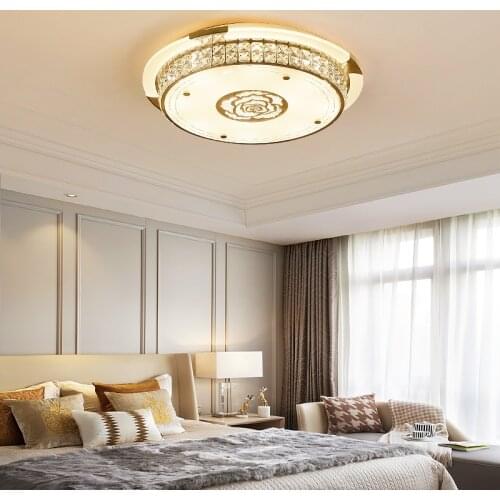 Warm bedroom lamp modern simple round crystal lamp living room lamp LED ceiling lamp romantic room dining room lamp