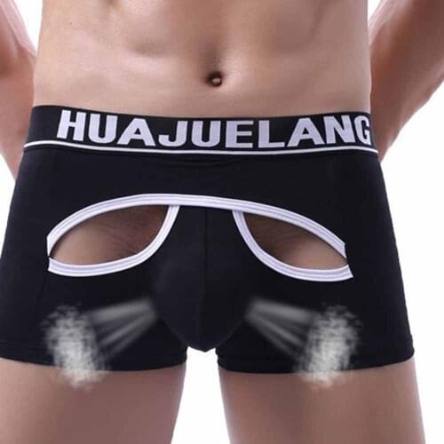 Mesh Sexy Men Underwear Boxershorts Open Front Breathable Youth Health Seoul Convex Boxer Gay Shorts U Convex Pouch