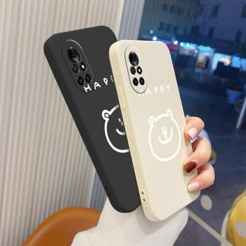 Stick Figure Bear Square Soft Case For Huawei Nova 8 7 Pro SE 6 SE 5 Pro 5Z 5I 5Ipro 5T 4 4E Liquid Silicone Phone Cover Case