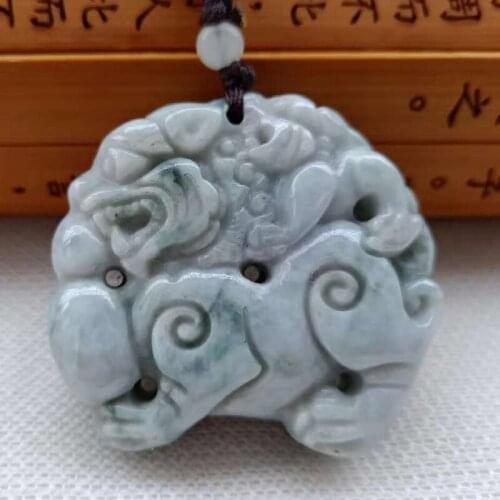 Natural A cargo jadeite double-sided laughing Buddha Shuanglong lady Jades Pendant FREE SHIPPING