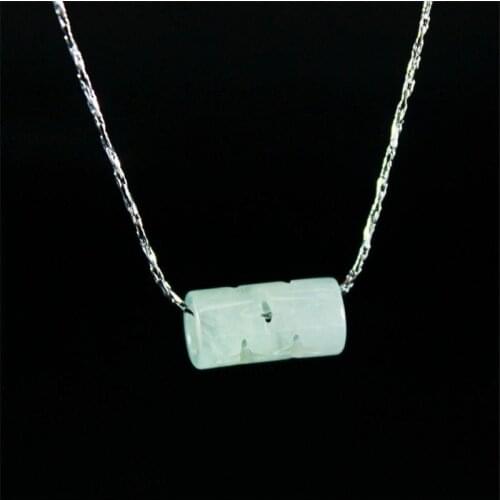 Natural jade Emerald Hollow Bead Pendants Necklace Accessories DIY Bangle Jewellery Fashion Hand-Carved Amulet Sweater chain