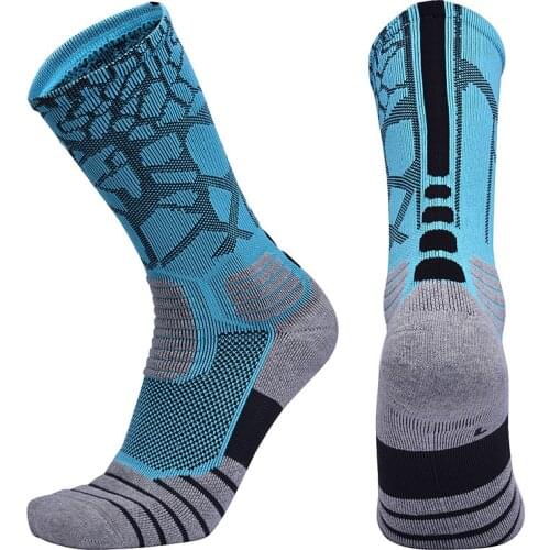 New Mens Basketball Socks Splicing Color Block Design Elite Cycling Socks Elastic Shock Absorption Sport Socks Men Running