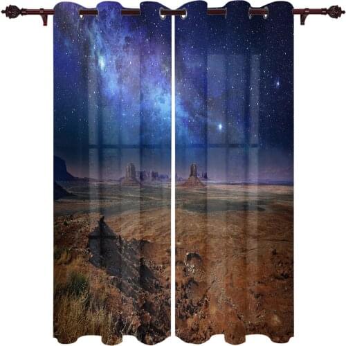 Patio Curtain Desert Starry Sky Valley Kitchen Curtains In The Modern Living Room Bedroom Dining Room Translucent Curtain