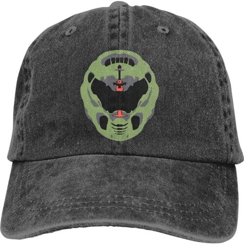 Adjustable Solid Color Baseball Cap Graphic Washed Cotton Doom Slayer Shooting Games Sports Woman Hat
