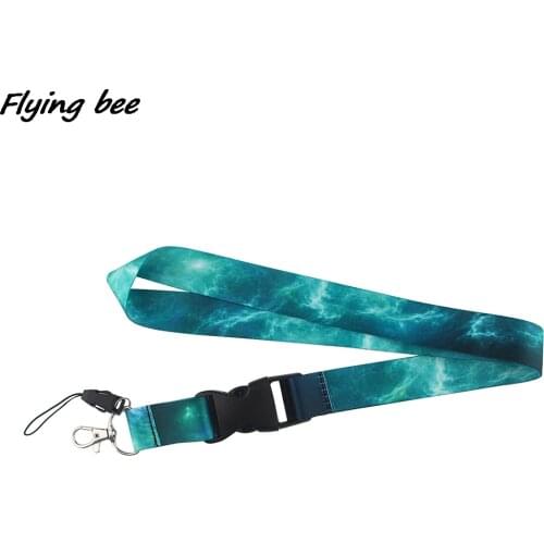 Flyingbee Starry Sky Creative Buckle Lanyard Badge ID Lanyards Mobile Phone Rope Key Lanyard Neck Straps Accessories X1465