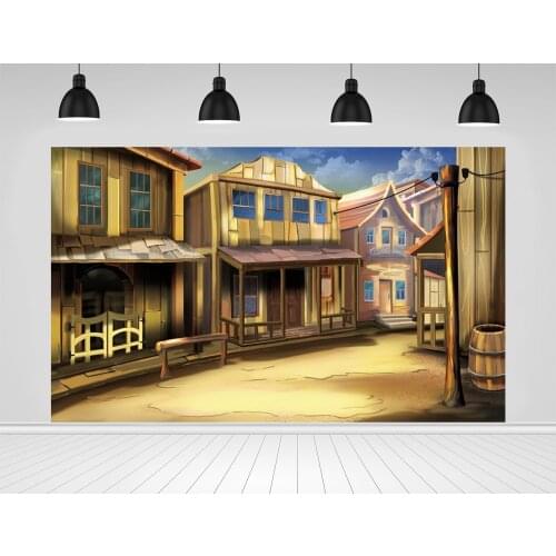 Scopiso Baby Cartoon Wooden Saloon Shop Jar West Cowboy Birthday Party Portrait Photographic Backdrop Backdrop Photo Studio
