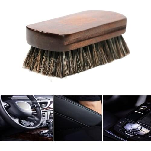 Horse Hair Leather Textile Cleaning Brush for Car Interior Sofa Apparel Clean Accessories Shine Polishing Brush Auto Wash