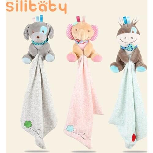 Silibaby Baby Animal Saliva Towel Newborn Feeding Supply Baby Multifunctional Comfort Doll Children Cotton Towel Doll Plush Toys
