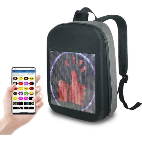 LED Display Bag Mobile Phone APP Programmable 7 Color LED Screen Backpack School Bag
