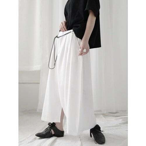 Dark Yamamoto style skirt skirt skirt womens cotton white tie with irregular design sense small casual skirt