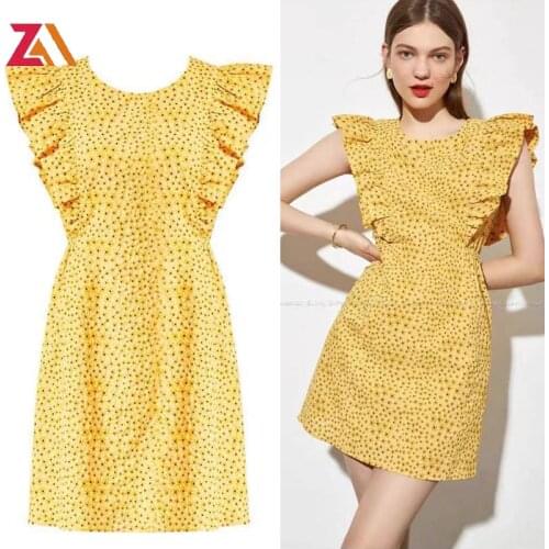 ZALady designer chic zevity goblincore ruffles mini dresses for women floral elegant casual summer basic Elastic waist dress