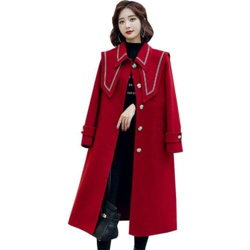 Woolen Coat Women Clothing Spring 2021 New Woolen Pakra Women Jacket Long Slim Big Pocket Thick Warm Pakras Female Coats Black