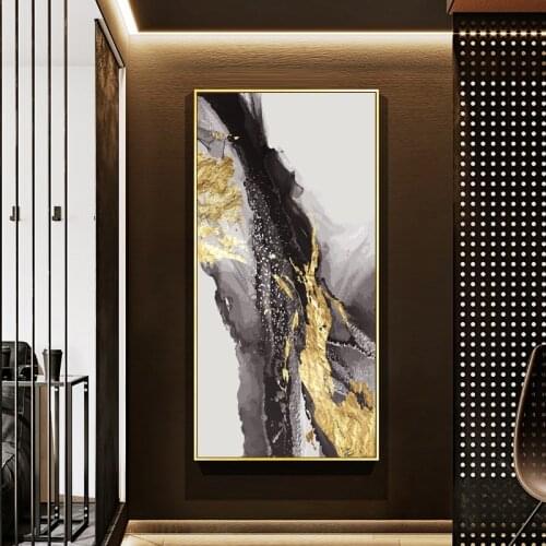 Golden Black Posters Abstract Canvas Painting Wall Art Pictures for Living Room Modern Home Decor Prints Indoor Decorations