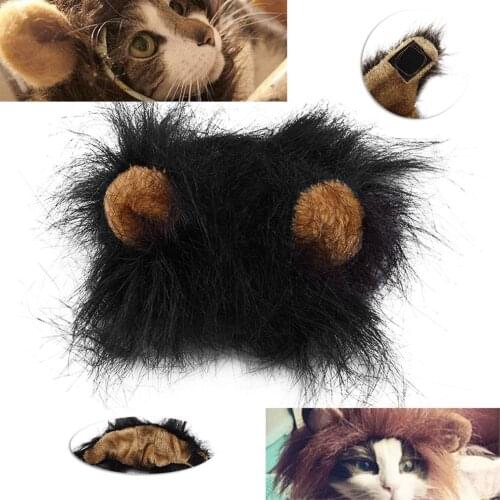 1Pcs New Pet Cat Dog Wig Emulation Lion Hair Mane Ears Head Cap Autumn Winter Dress Up Costume Muffler Scarf