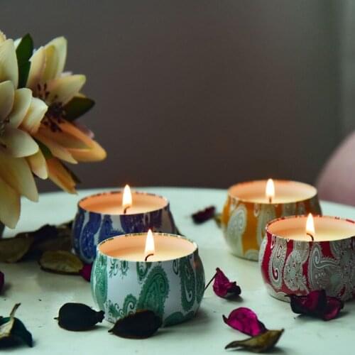 4 Fragrance Scented Candle Gift Natural Soy Wax Portable Travel Tin Candles