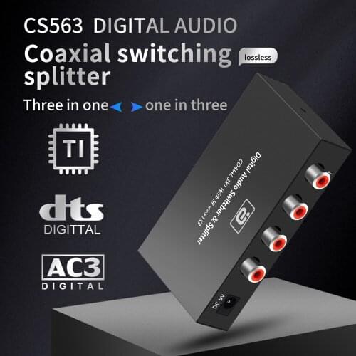 5.1CH Audio coaxial switching splitter for smarter TV Dolby digital three in and one out coaxical output