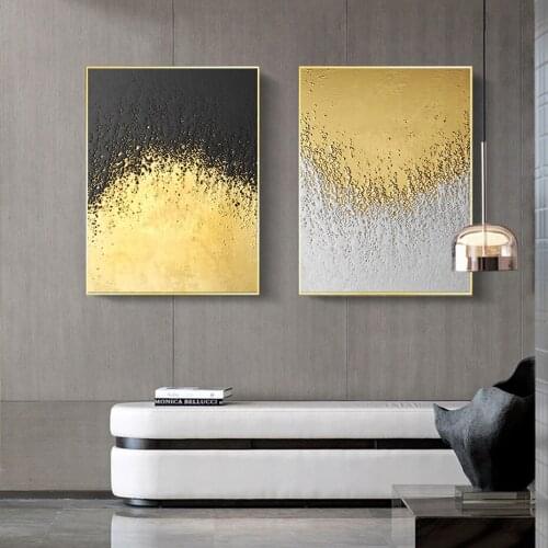 Black White and Gold Abstract Wall Art Painting Light Luxury Canvas Pictures Modern Living Room Corridor Decor Poster Pop Prints
