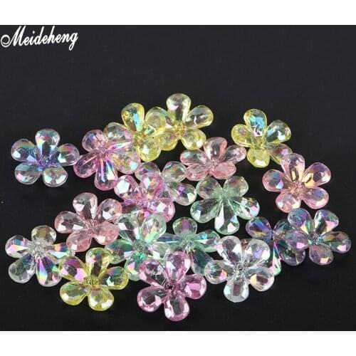 22mm Acrylic Colorful Crystal Flower Beads for Jewelry Mkaing Transparent DIY Beads DIY Home Decoration Handmade Accessory