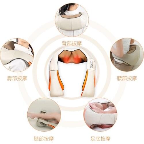 Car Home Use Shoulder Taping Knocking Kneading Massager Belt Cervical Shiatsu Massage Infrared Heating Body Neck Electronic
