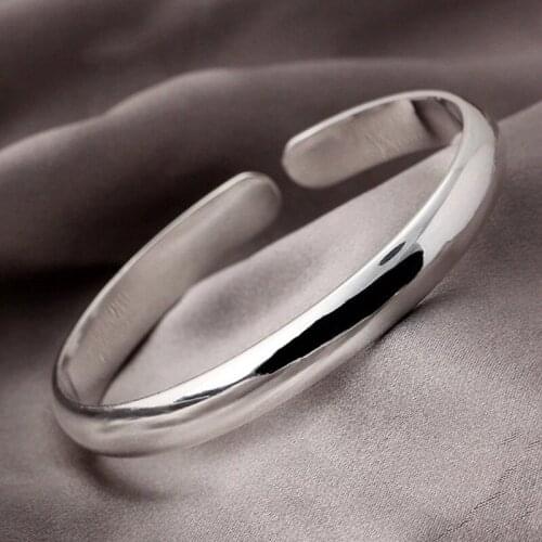 Silver Color Titanium Stainless Steel Open Cuff Bangles Bracelet For Men Women Fashion Jewelry