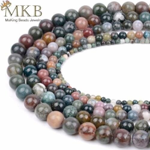 Natural Stone Indian Agates Round Beads For Jewelry Making 4 6 8 10 12 14mm Spacer Bead For Women Diy Bracelet Wholesale Perles