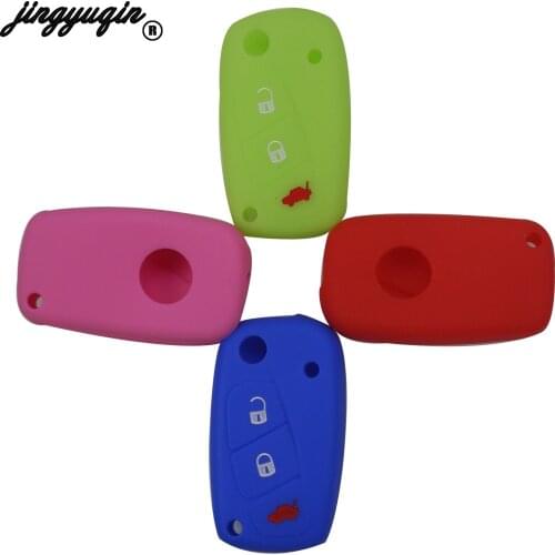 Jingyuqin Silicone Car key Case Remote Fob Portect Cover For FIAT /Panda /Stilo /Punto /Doblo /Grande /Bravo 500 Ducato /Minibus
