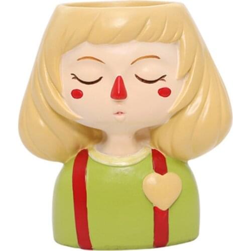 Flower Planter Flowerpot Succulents Resin Potted Ornaments 10.5*7*10.5cm Cartoon Girl Lovely Mini Decoration Garden Creative Ins