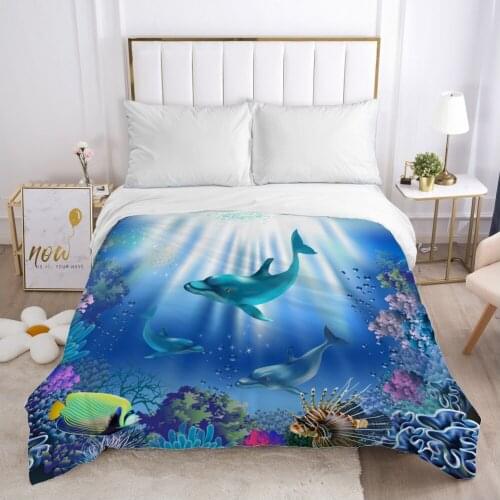 Cartoon Childrens Duvet cover Quilt/Blanket/Comfortable Case Bedding for kids baby boy girls for Home underwater world dolphin