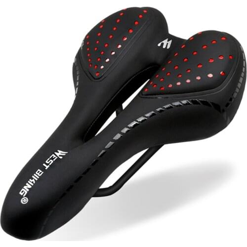 Breathable Mountain Bike Thick Leather Comfortable Super Soft Silicone Shockproof Bicycle Mtb Saddle Cycling