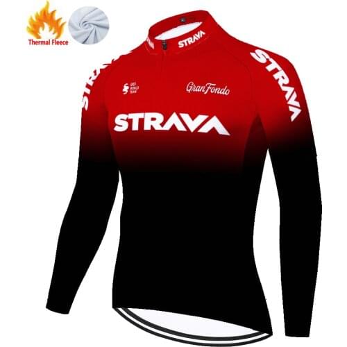 STRAVA team cycling jersey ​2021 Winter Thermal Fleece tricotas de ciclismo hombre ​​long sleeve ​tenue velo homme