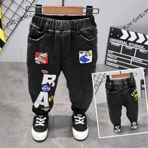 2 3 4 5 6 Y Baby Boys Jeans Autumn Winter Thick Jeans For Boys Korean Fashion Printing Plus Velvet Denim Pants Kids Harem Pants