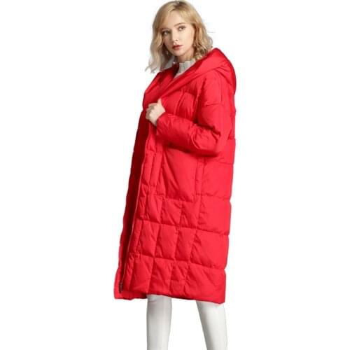 European and American large size custom new down jacket 90 white duck down lengthened and thickened ladies down jacket
