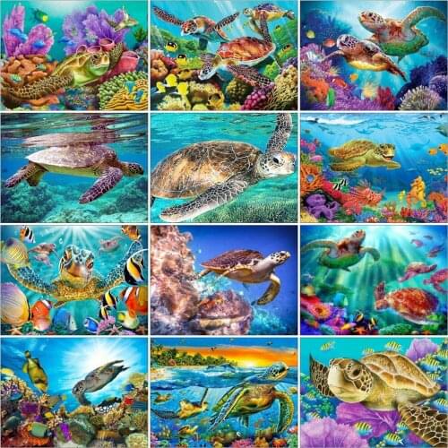 HUACAN Diy Diamond Painting Animal Sea Turtle Full Square/Round Diamond Embroidery Cross Stitch Diamond Art Wall Art