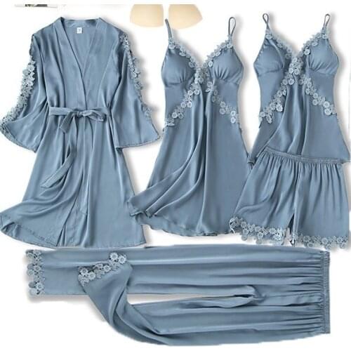 2PCS Robe Suit Satin Women Print Kimono Gown Bridal Wedding Bathrobe Set Sexy Loose Sleepwear Intimate Lingerie Lounge Nightwear